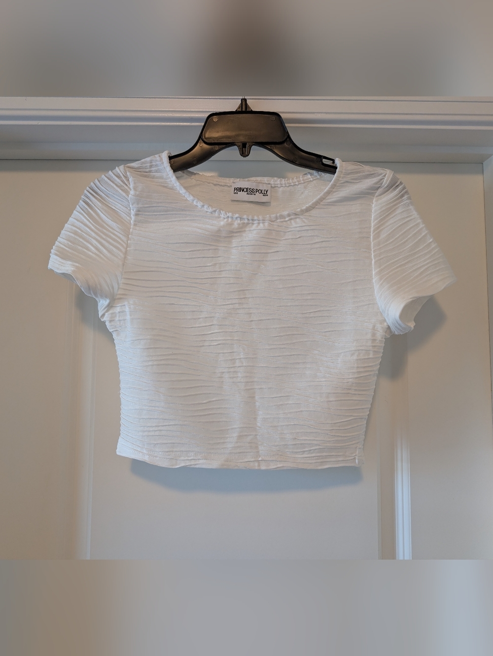 Princess Polly White Textured Crop Top